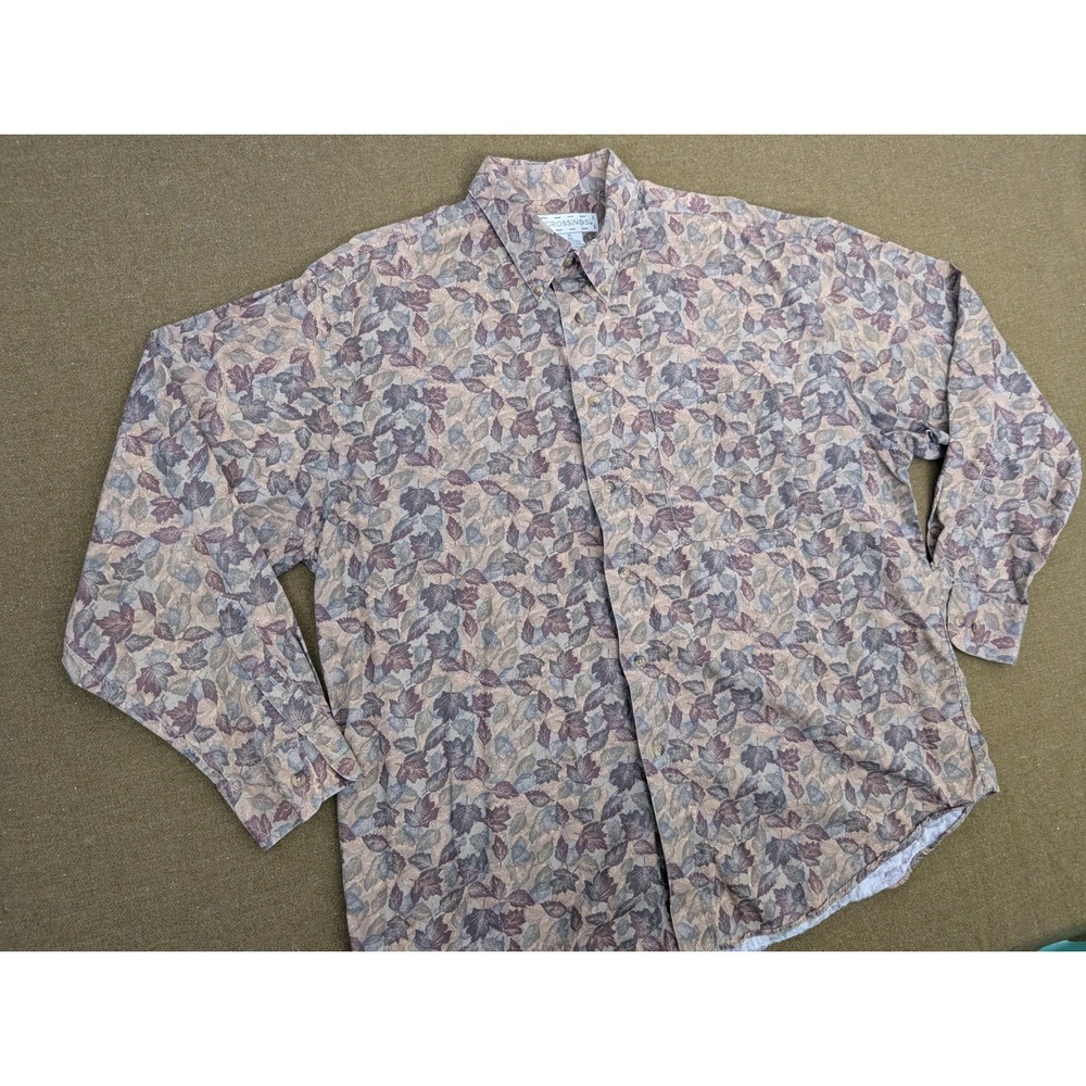 Crossings Shirt Mens Woods Long Sleeve Button Down XL Camo Leaves
